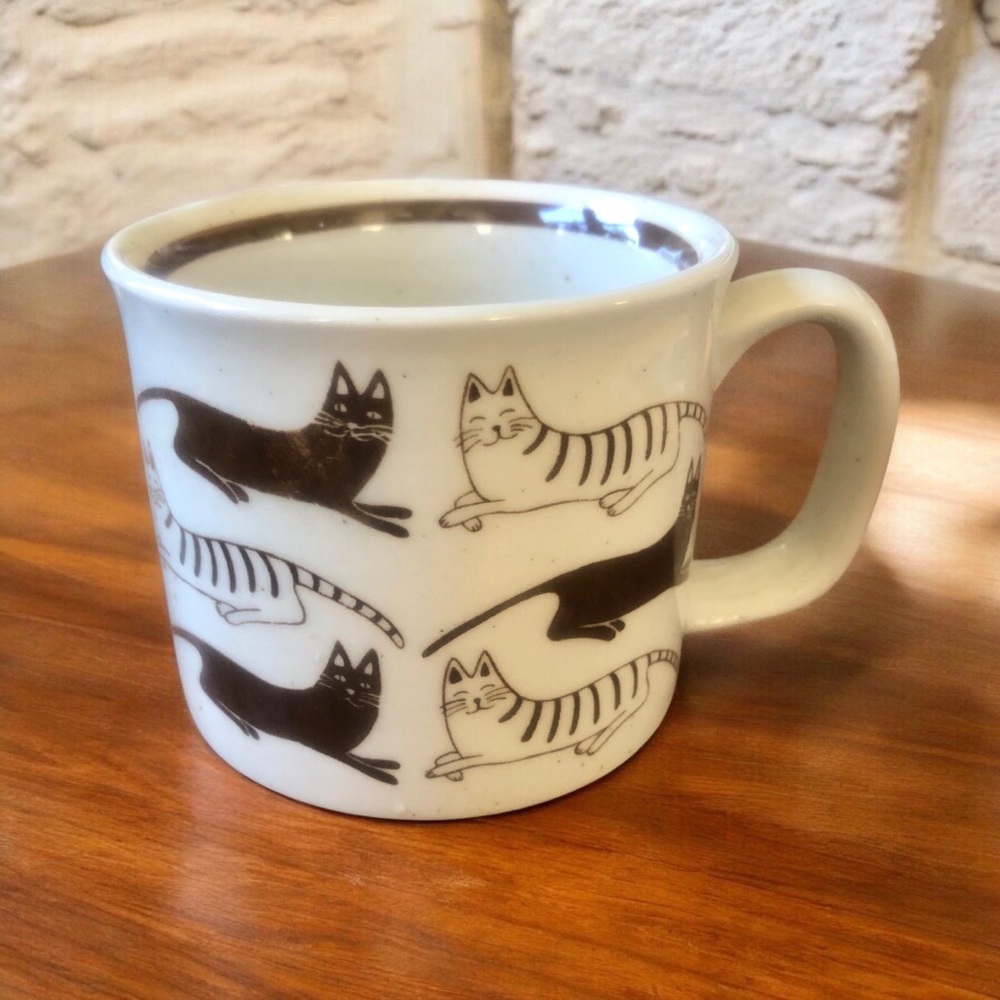 Vintage 1970s Otagiri Cats Stoneware Coffee Mug Japan Kitties